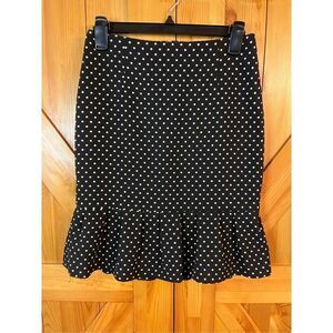 White House Black Market womens skirt black polkadot, ￼trumpet size 0 (3608)
